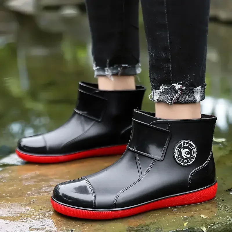 Winter Men Rain Shoes Windproof Cotton Boots Warm Fashion Slip on Fishing Shoes Waterproof Work Rubber Rain Boots