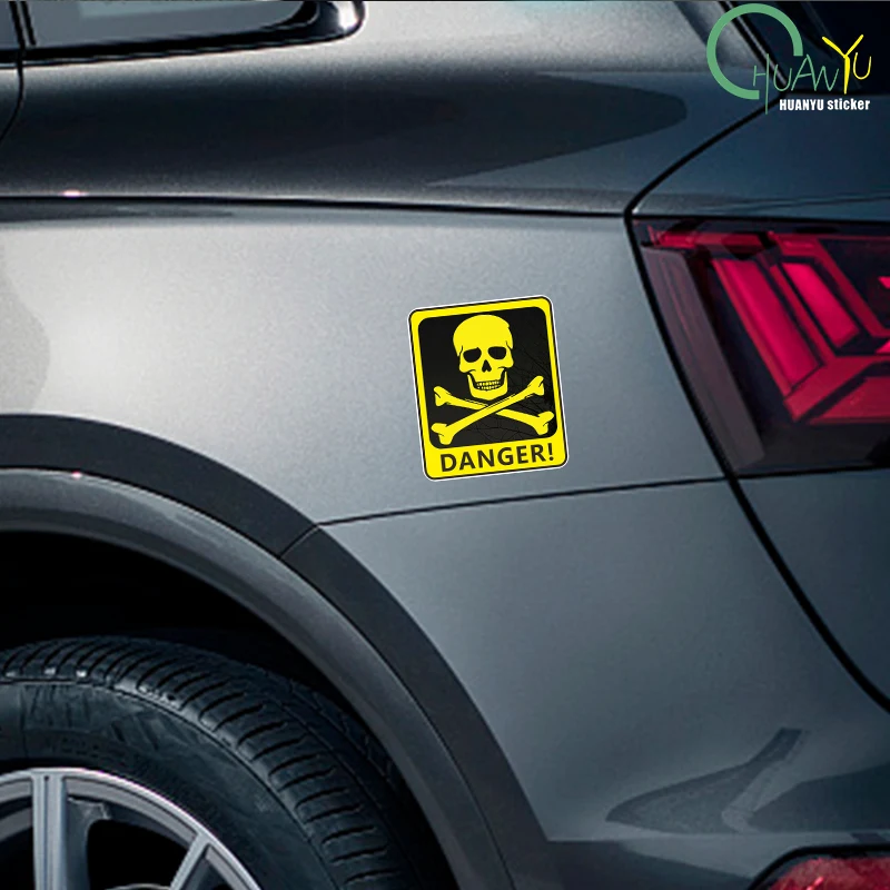 Car Sticker Danger Sign With Skull Symbol Waterproof Vinyl Decal Car Accessories