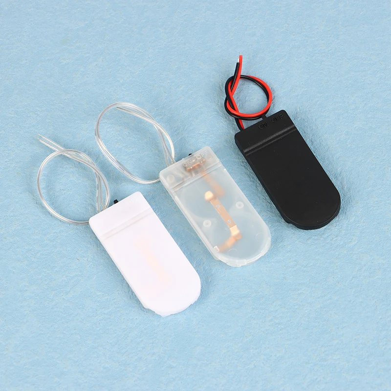 (.) 5Pcs Button Coin Cell Battery Holder Case Cover With ON-OFF Switch Leads Wire Battery Box Single Dual Slots
