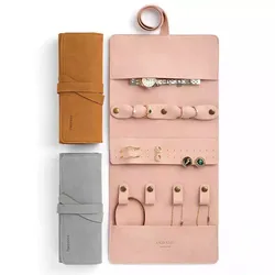 Personalised Custom Logo Luxury 14mm Microfiber Travel Jewelry Organizer Case Roll Foldable Portable Jewelry Pouch