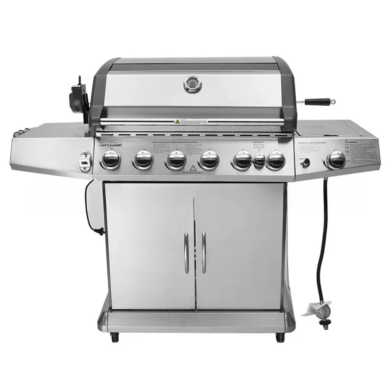 

Stainless steel 304 grade gas barbecue grill with its own pizza board function can be charcoal grilled