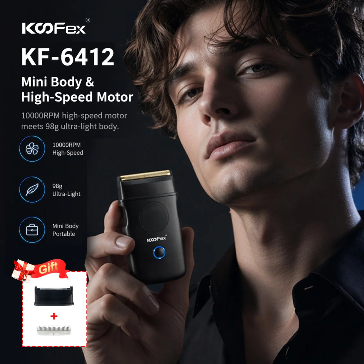 KF6412 Shaving Machine for Men Mini Body 10000RPM Professional Barber Machines Electric Shaver Hair Trimmer Machine Hair Clipper