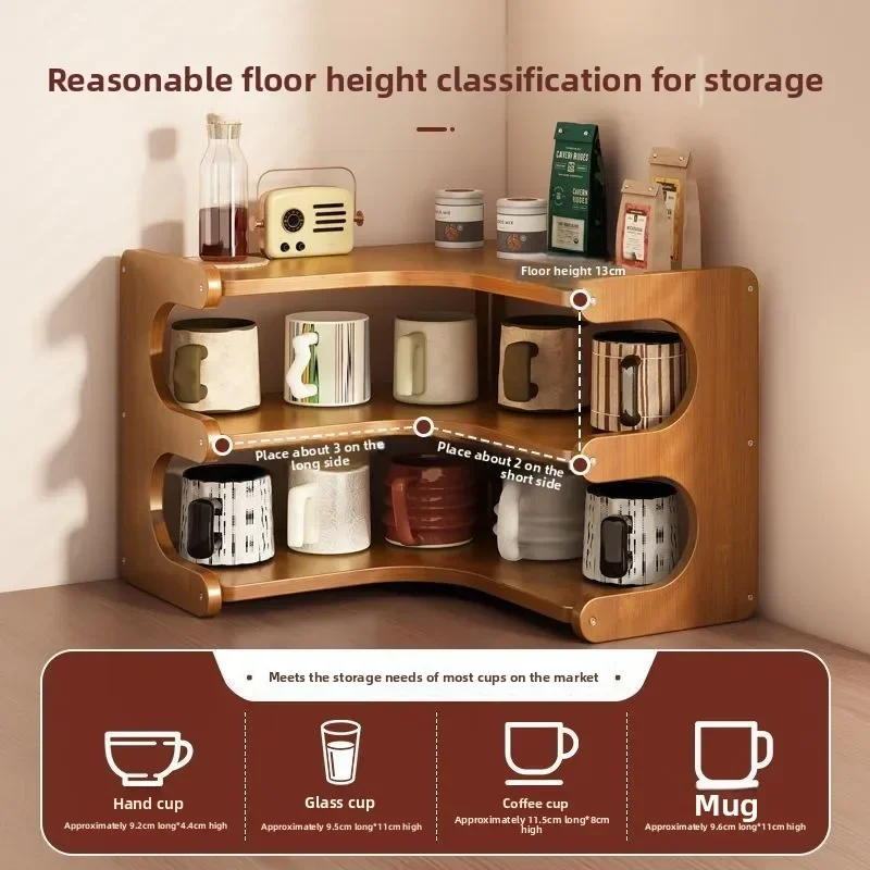 Multi-functional Desktop cup holder Kitchen dining table Mug tea storage rack Corner rack