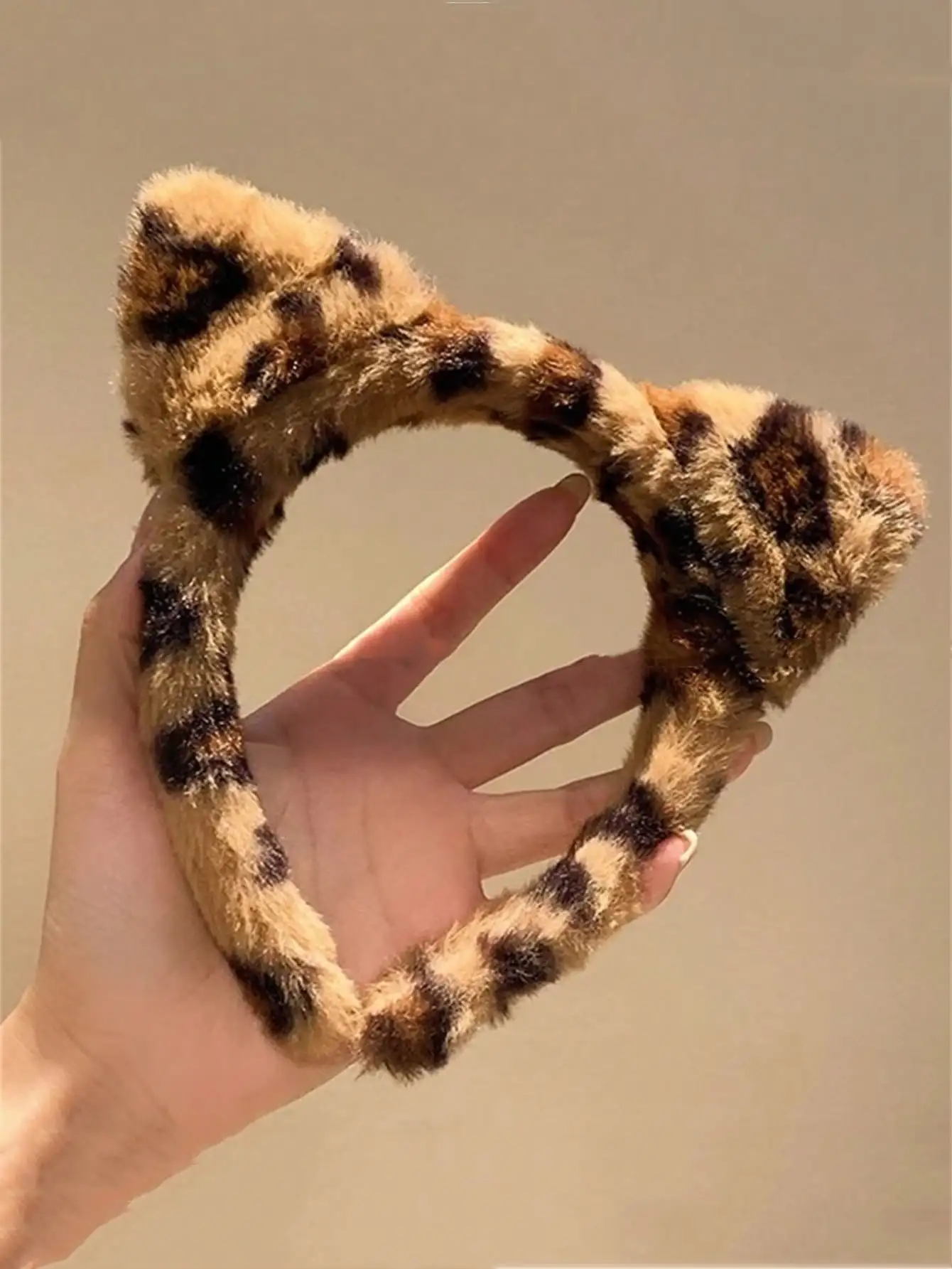 1/2 Stück Kunstfell-Kopfbedeckung, Leopardenmuster, Haarschmuck, Haarband, waschendes Gesicht, Plüsch-Haarbänder, Katzenohren, Stirnbänder, Partykleidung – Detail 7