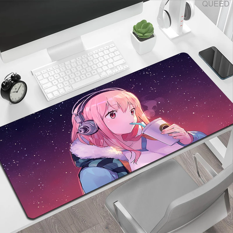 S-Super Sonico Laptop Large Gaming Mouse Pad Computer Mousepad PC Gamer Mouse Mat XXL Carpet Office Keyboard Mat Kawaii Desk Pad