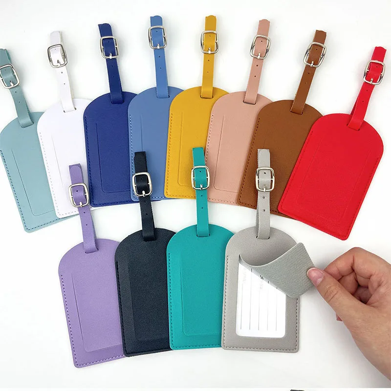 

Pu Leather Business Luggage Tag Suitcase Address Label Luggage Boarding Case Label Name ID Address Clip Travel Accessories