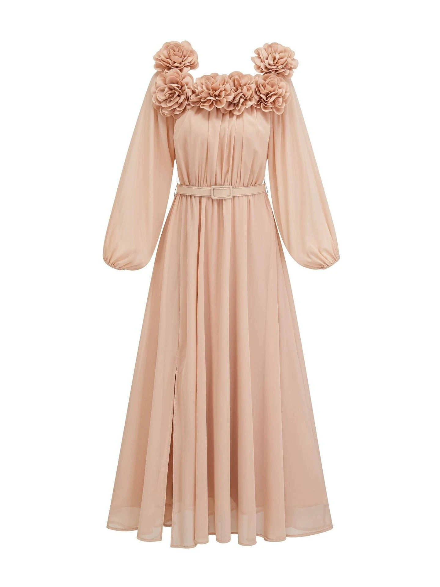 

Spot solid color elegant long pink dress new French fashion wholesale women's dress-GZXX499