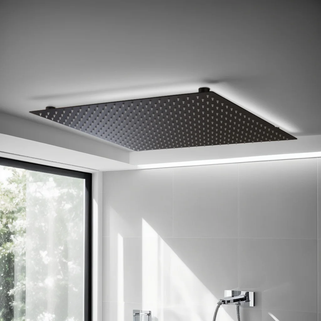 KEMAIDI Shower Head Black LED Square Rainfall Shower Head without Shower Arm Stainless Steel Ultrathin Bathroom Shower Head