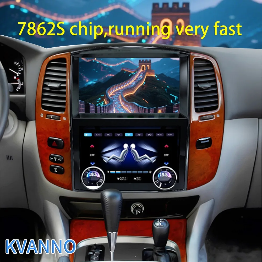 Android15 Car Dual Screen For Toyota Land Cruiser 100 LC100 Lexus LX470 1998-2007 Car Multimedia+air Conditioning Control System