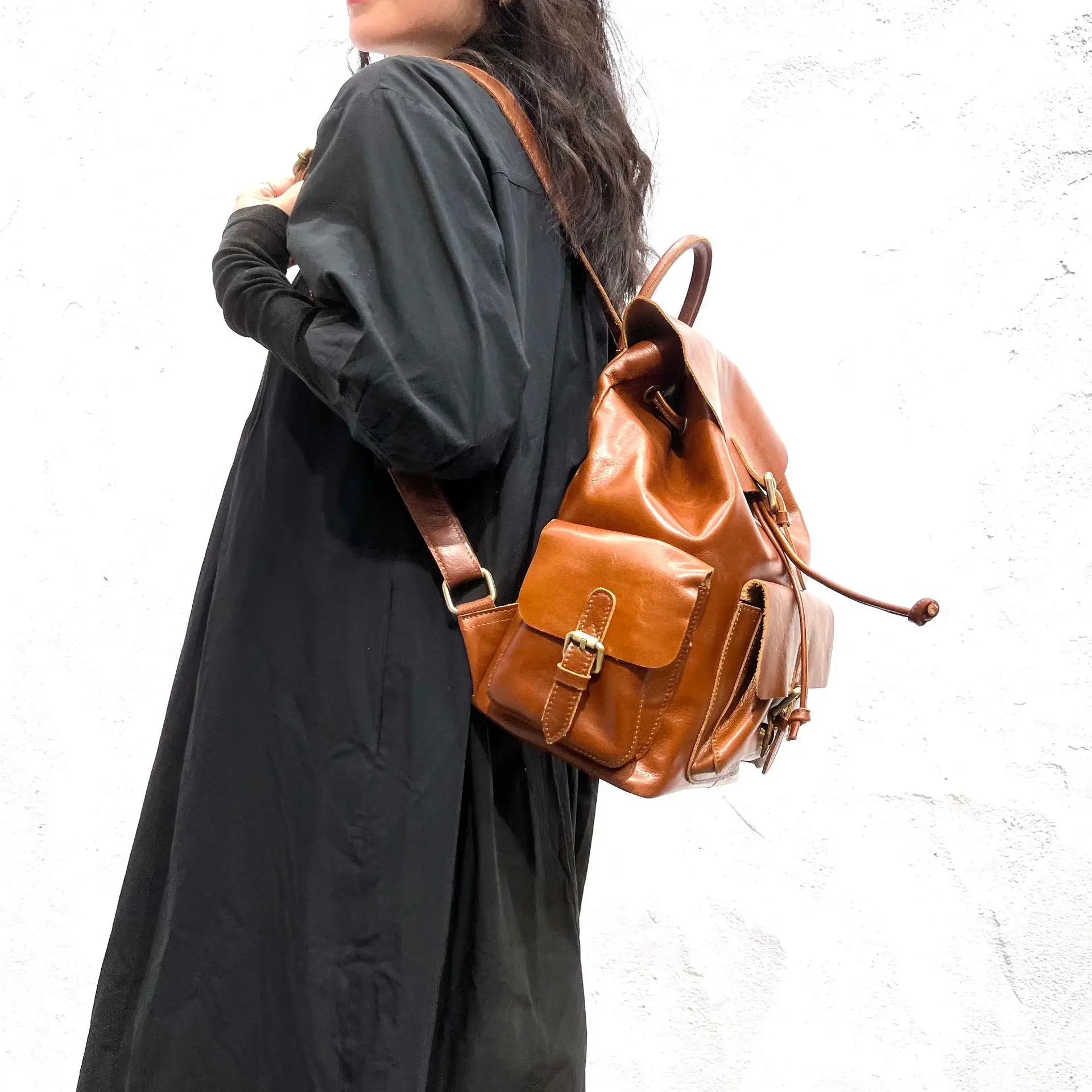 Vintage genuine leather women's bag handmade top layer cowhide backpack simple backpack