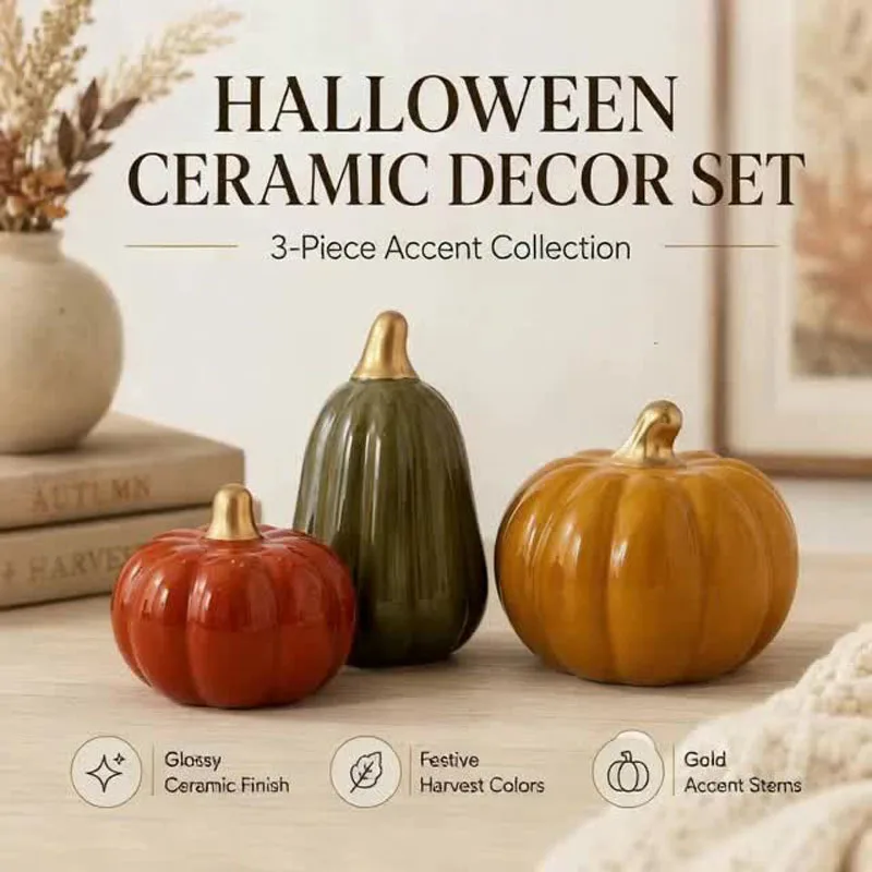 Halloween Autumn Ceramic Pumpkin Car & Home Minimalist Modern Office Entrance Desktop Artwork