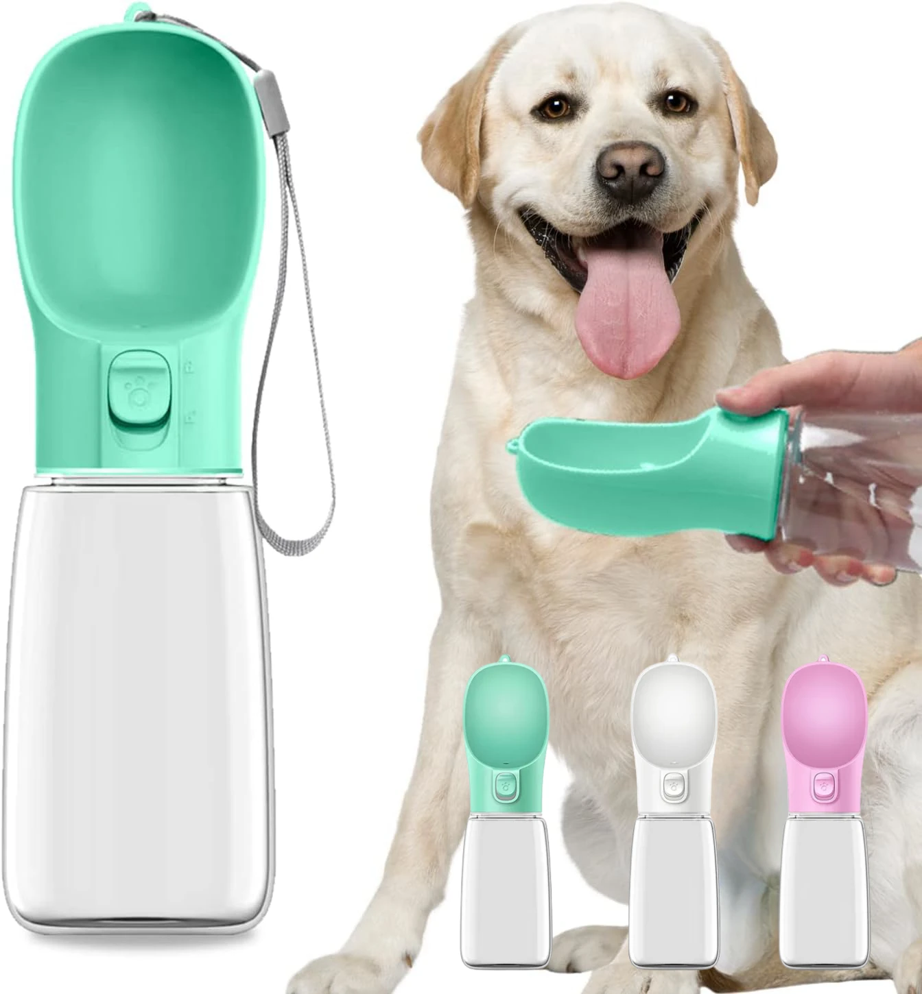 Botella de agua portátil para perros y gatos, cuencos a prueba de fugas para caminar al aire libre, suministros para cachorros y mascotas