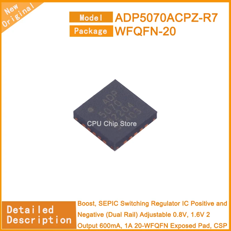 5Pcs/Lot  New Original  ADP5070ACPZ-R7  ADP5070ACPZ  Regulator IC  Output 600mA, 1A 20-WFQFN Exposed Pad, CSP