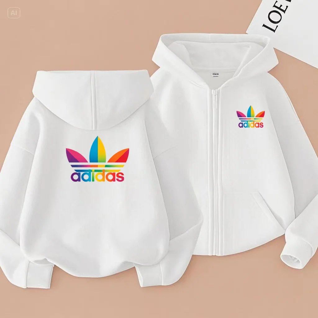 Sporty Zip-up Hooded Sweatshirt Casual Jacket and Warm Top Are Suitable for Boys and Girls Aged3to12They Are Comfortable to Wear