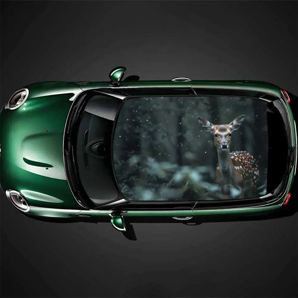 

Лесной олень снежинки принт наклейка на крышу автомобиля обертка гоночный внедорожник авто аксессуары упаковка ПВХ капот автомобиля графическая наклейка украшение