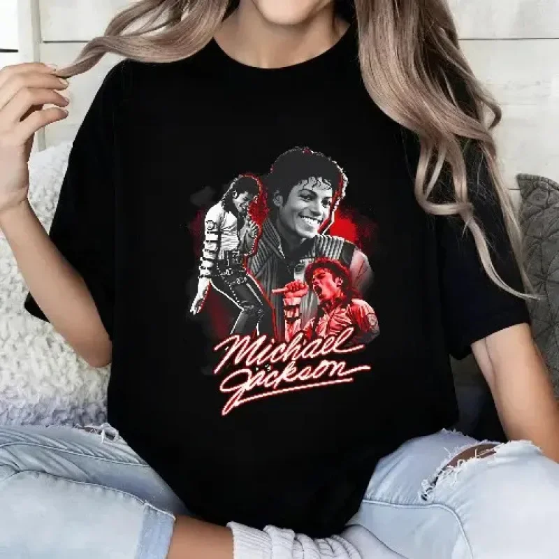 Michael Jackson Fan Art Men's and Women's Kids Spring/Summer T-Shirts Musical Icon Portrait Shirts High-Quality Instagram Y2K