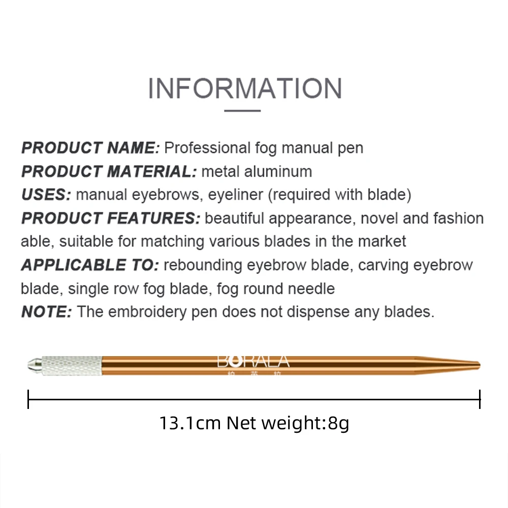 Borala-Bolígrafo Manual de maquillaje permanente para labios, cejas, delineadores de ojos, pluma Manual de niebla hecha a mano, suministros de tatuaje multifuncionales