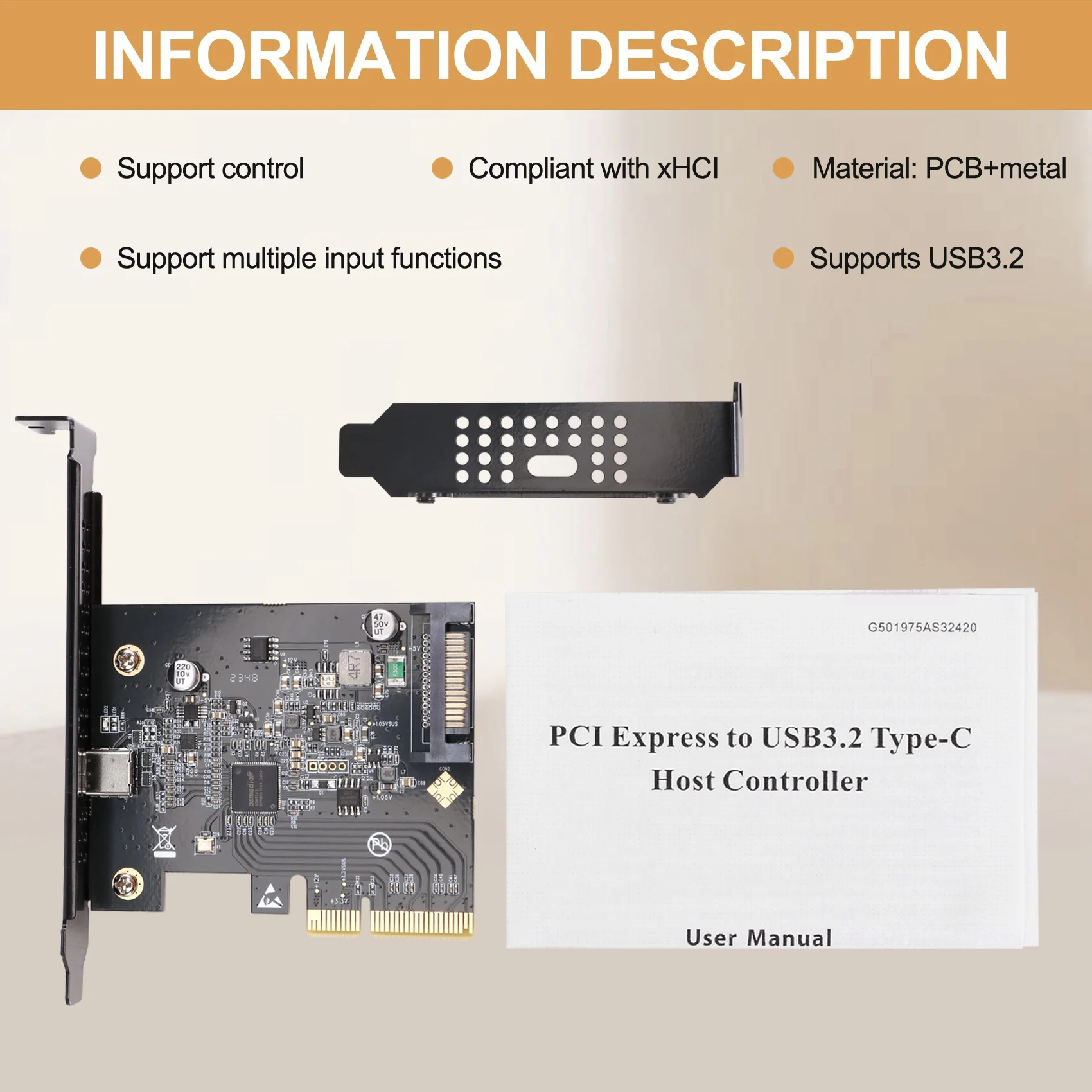 

MARQ IOCREST USB 3.2 PCI Express Expansion Card PCI-E 4X to USB3.2 Gen2 X2 Type-C 20Gbps SATA Powered ASMedia ASM3242