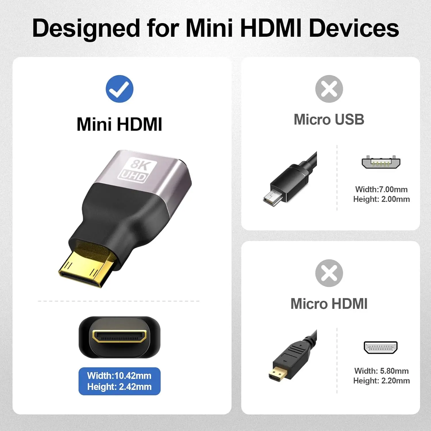 Kép 6: Hdmi-compatible Adapter típusa C micro/mini HDMI kelt HDMI Adapter 8K 60hz 4K HDMI átalakító számára HDTV Notebook PS5