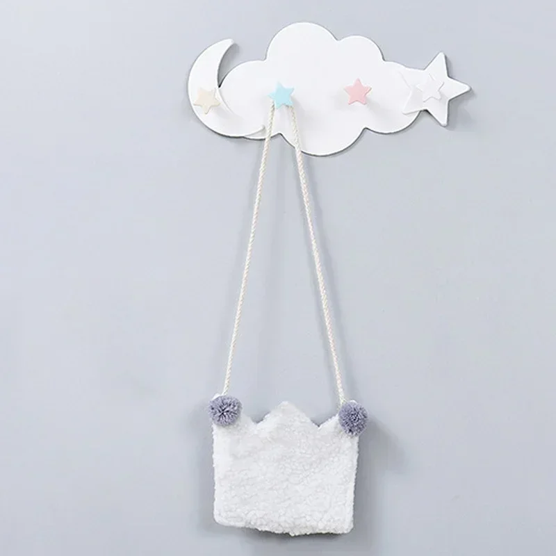 Star Moon Cloud Wall Hooks Cute Nail-Free Adhesive Hangers For Kids Room Clothes Keys Kitchen Bathroom Home Storage Decoration