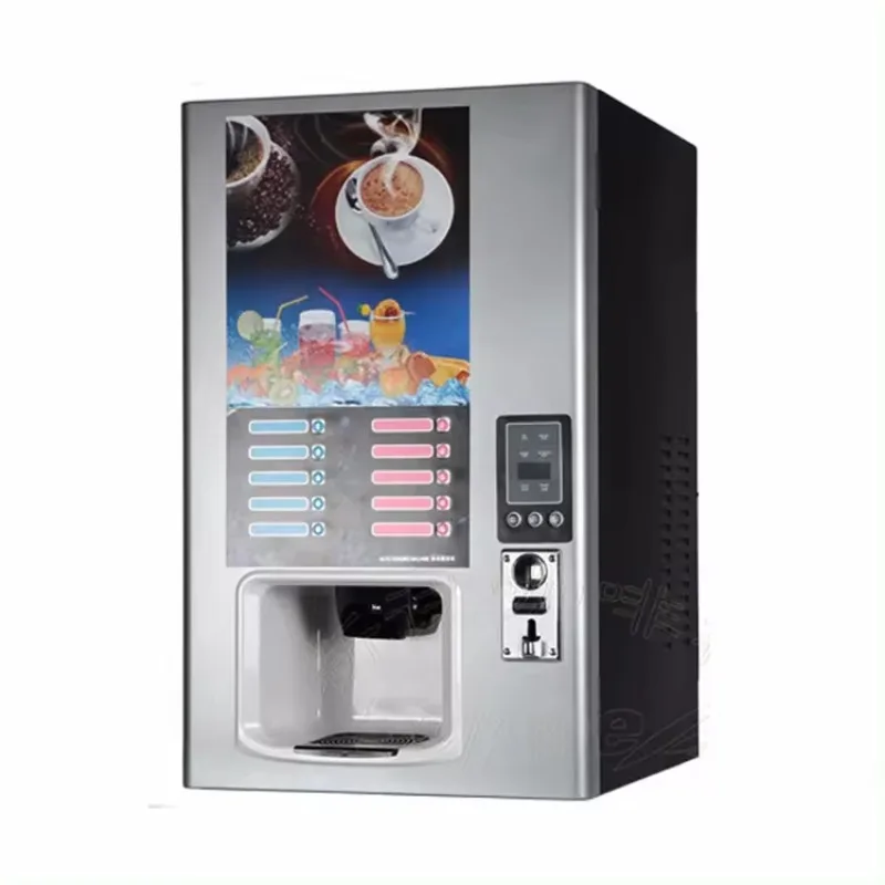 

Fully automatic coin operated instant coffee hot beverage vending machine