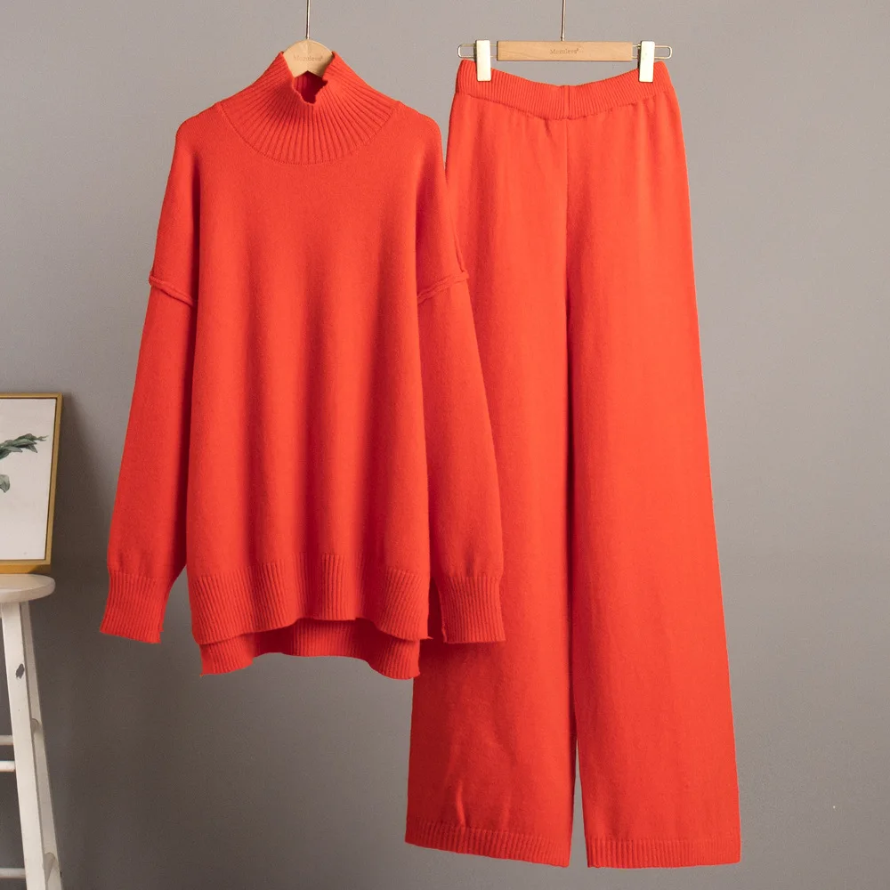 2 Piece Autumn Winter Fashion Women Long Sleeve O-neck Top Long Pant Matching Sets Casual Pant Sets Women Suit 2026