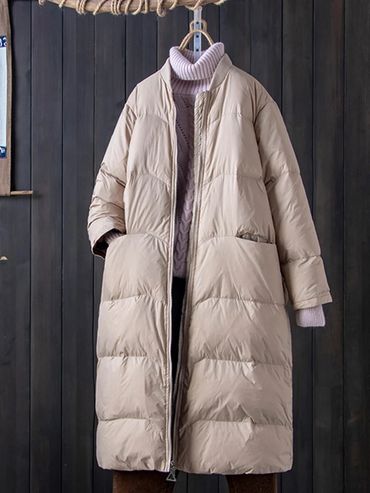 

Winter Long Duck Down Jackets Women Oversize Warm Thick Coat Autumn Oversize Pocket Puffer Jacket