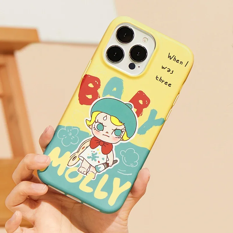 POPMART BABY MOLLY When I Was Three Series Phone Case IPhone Peripheral Blind Box Guess Bag Original Toys Doll Cute Anime Figure