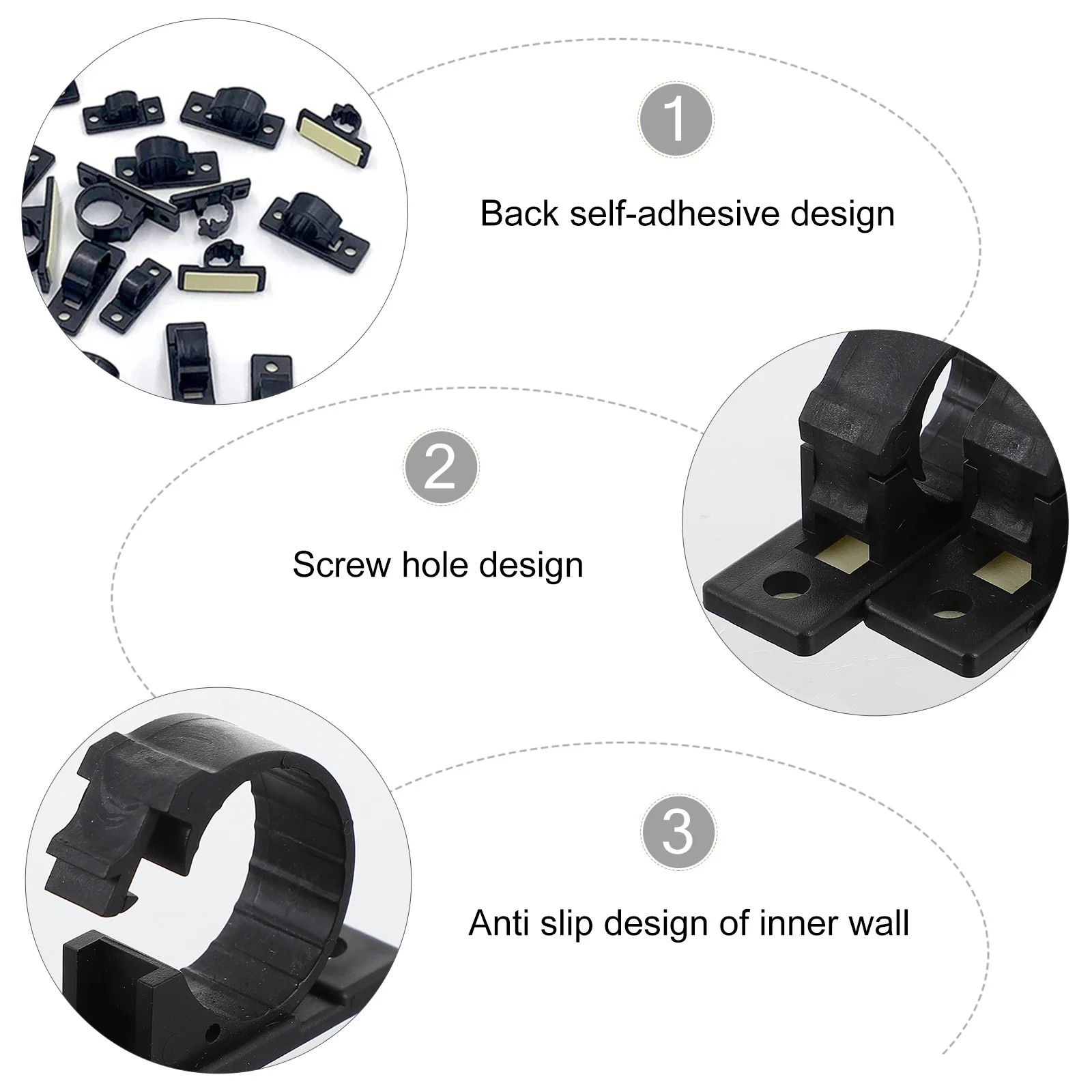 

20Pcs Self Adhesive Cable Clips Plastic Wire Clamps Home Cable Fixation Desktop Cord Organizer Tidy Wire Management Holders