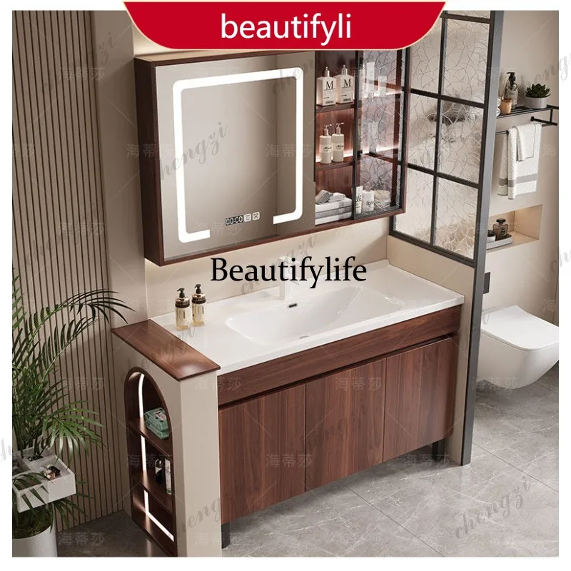 9344 New Chinese bathroom cabinet ceramic integrated basin wash basin cabinet combination custom 65/75/85/95/105/115cm