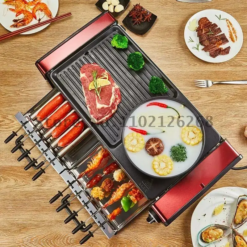 Household Automatic Electric Oven Indoor Sweet Potato Frying Hot Pot All-in-one Pot Full-baked Meat Electric Grill and Hot Pot