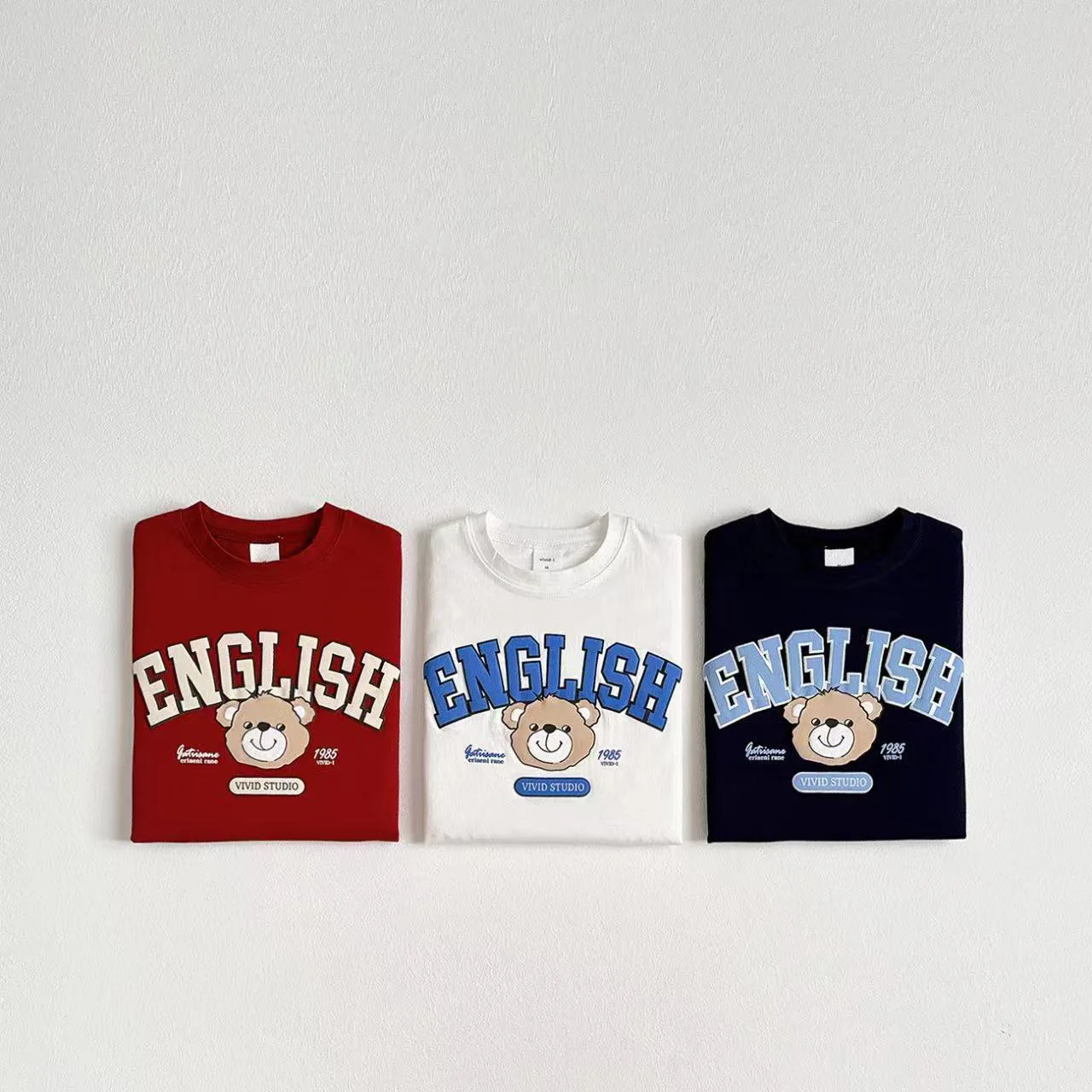 Summer Clothes Cartoon Beat T-shirt Solid Color Versatile Tees Boys And Girls Short Sleeve Tops Pure Cotton Tees For Children