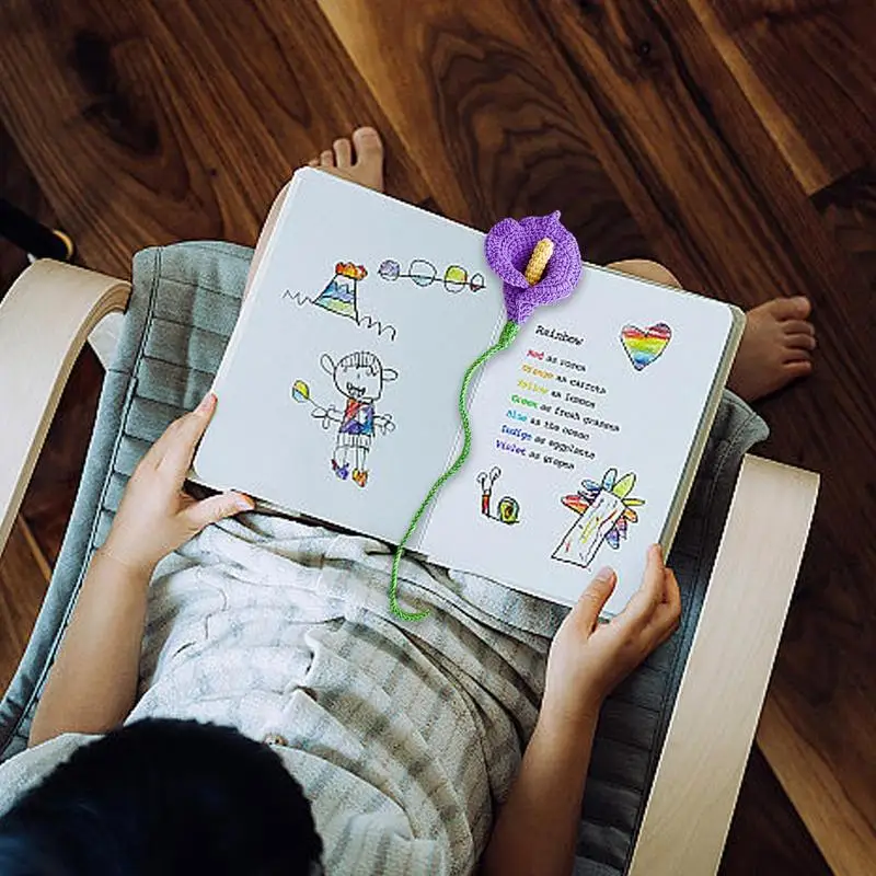 كالا زنبق الكروشيه الزهور المرجعية ، علامات الصفحة لطيف ، الإبداعية المميزة كتاب علامة ، فريدة من نوعها لطيف النباتات المرجعية ، علامات الصفحة