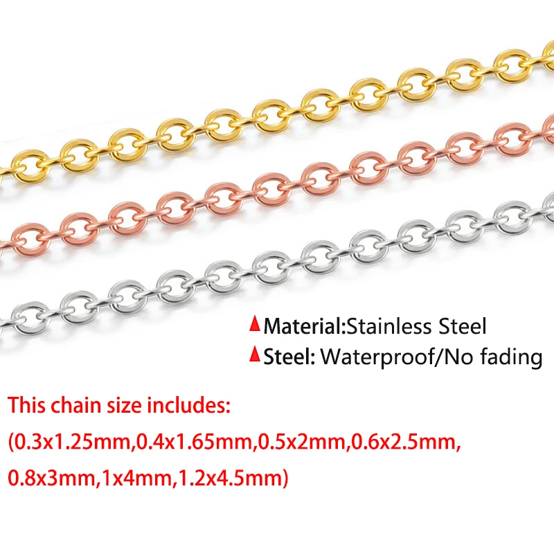 Stainless Steel Chains O Shape Rolo Link Cuban Long Necklace For Women Pendant DIY Jewelry Finding Making Materials Handmade New