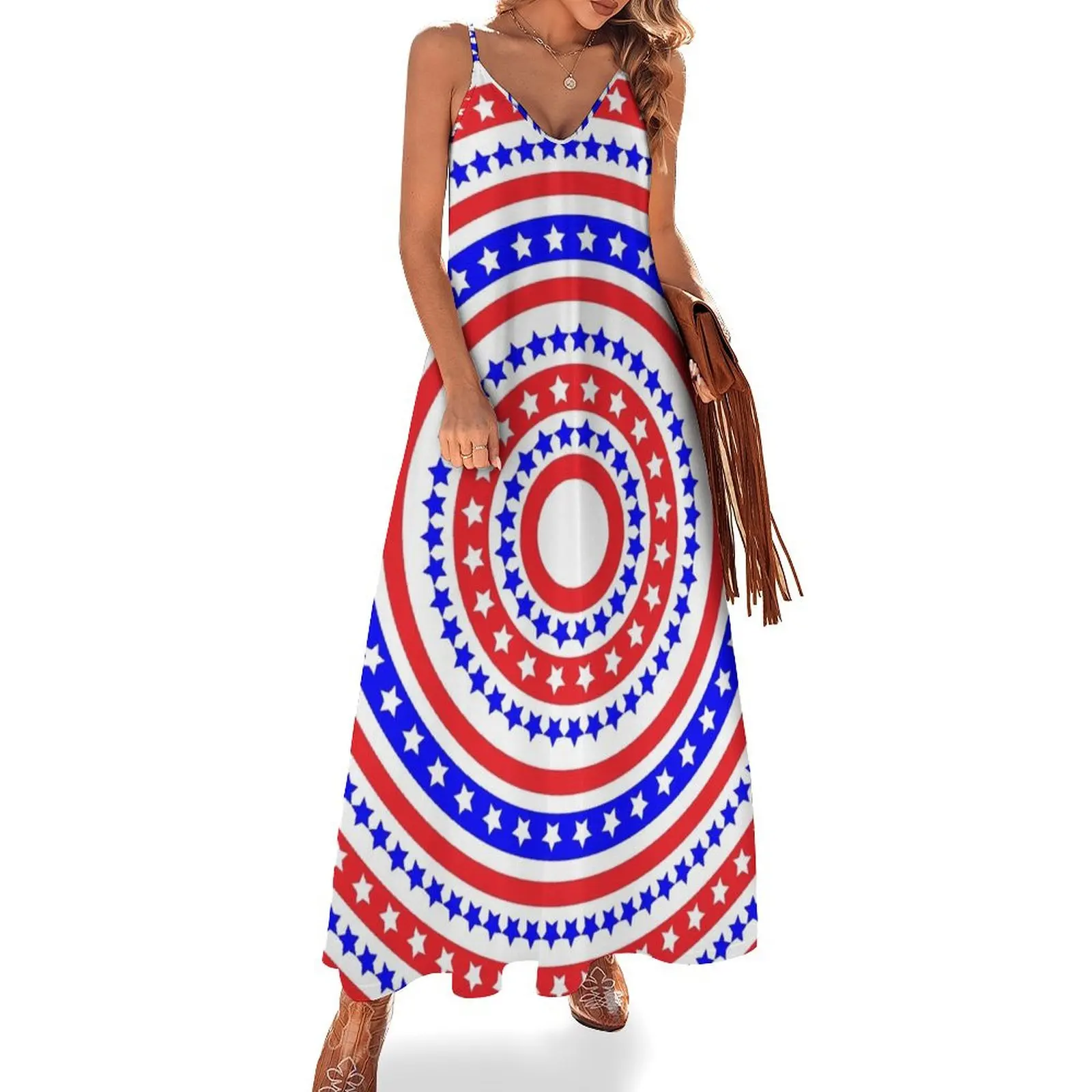 

Patriotic Rings Pattern Sleeveless Dress luxury dresses women clothing 2025 new arrivals Dress