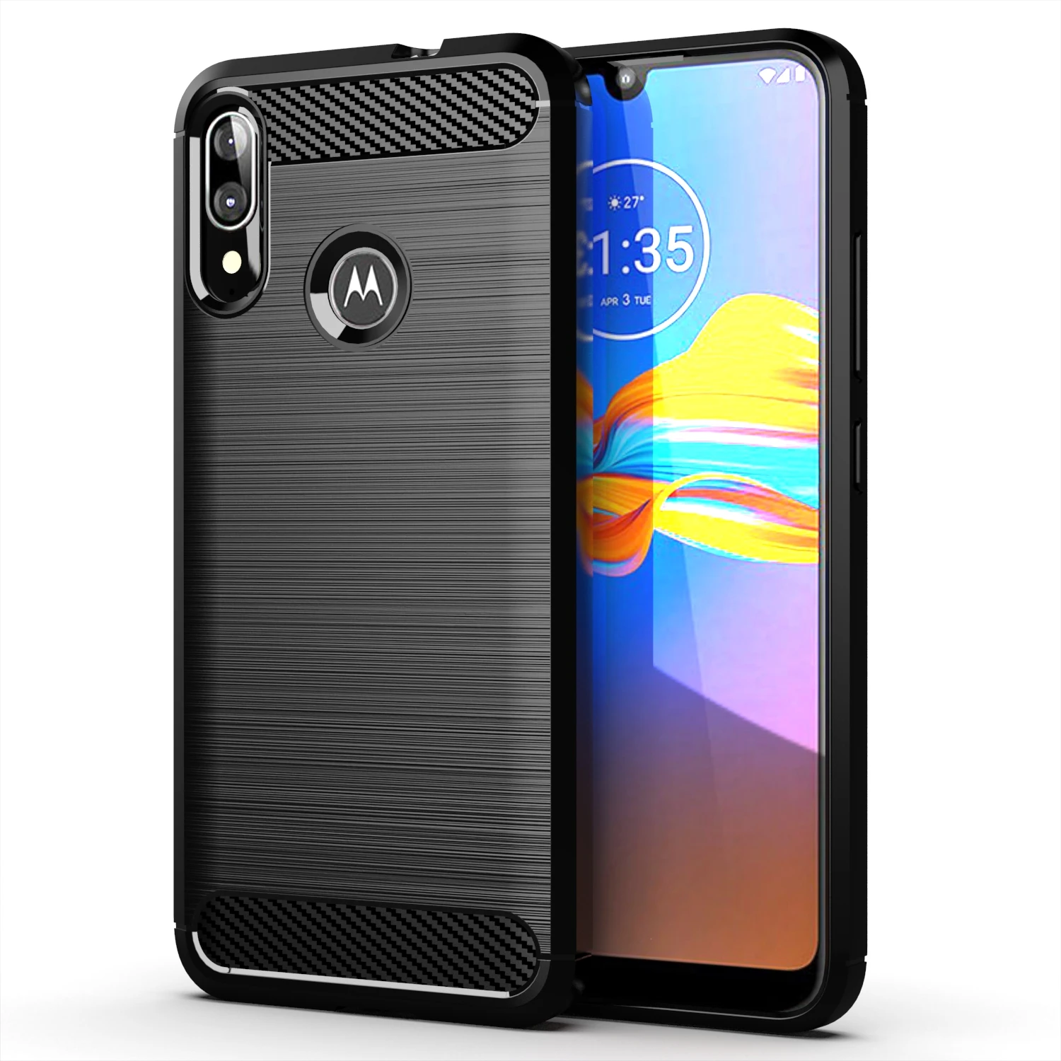 

Carbon Fiber Case for Motorola E6 Plus e6s e6i e6+ Shockproof Phone Cover For Moto E6 Play e6s 2020 Silicone Cases Coque Fundas