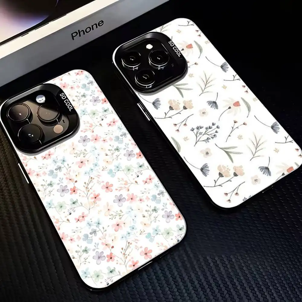 

Small fresh watercolor floral pattern Phone Case For iPhone17,16,15,14,13,12,11 Plus,Pro Max Black Matte Shockproof Cover
