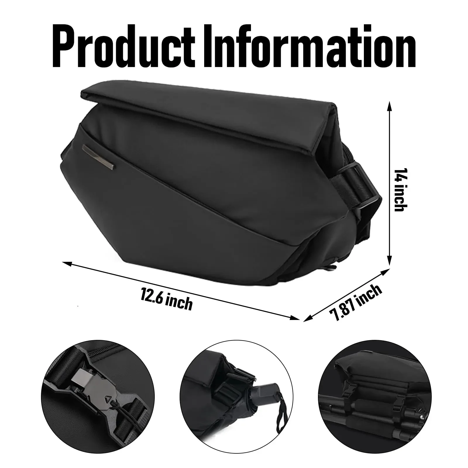 Herren Umhängetasche Wasserdichte Motorrad-Brusttasche Modische Lässige Crossbody-Schultertasche für Reisen Arbeit Telefon Zubehör Aufbewahrung – Detail 8