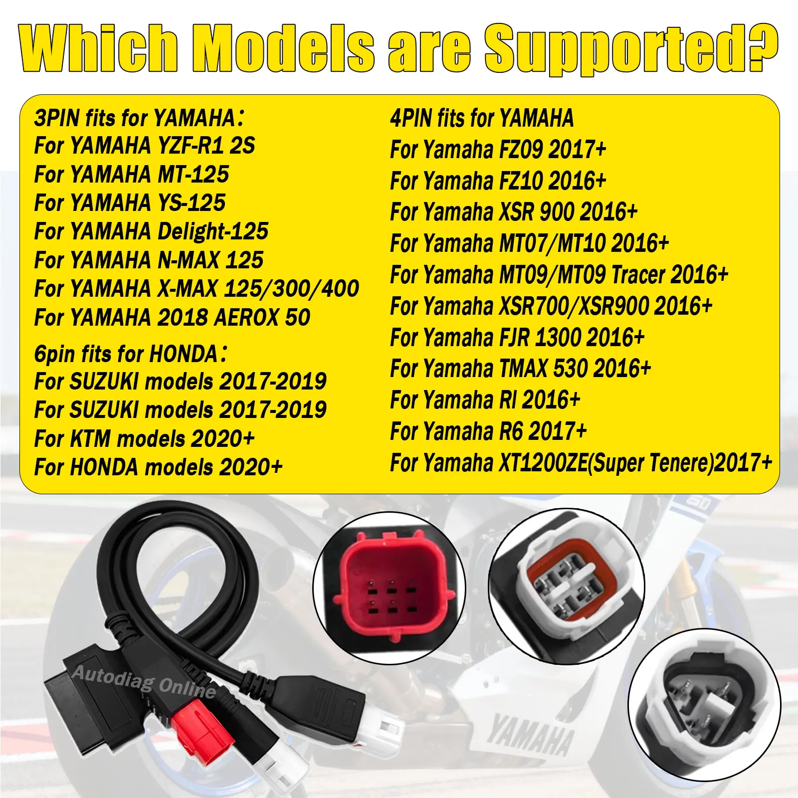 3-poliges 4-poliges OBD2-Kabel für Honda/SUZUKI/KTM Motorrad OBD2-Adapterkabel 6-polig für Yamaha Motorrad OBD2-Scanner-Anschluss – Detail 2