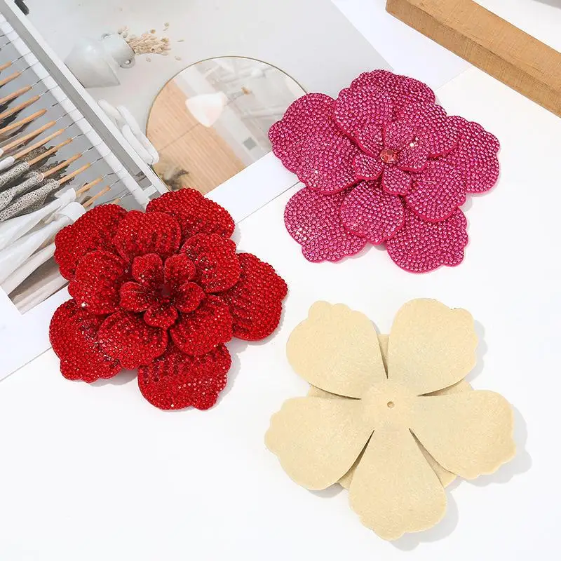 1pc Three-dimensional Camellia Rhinestone Flower Patches DIY Craft Sewing Supplies Embellishment Flower Brooch Fabrics Sparkling
