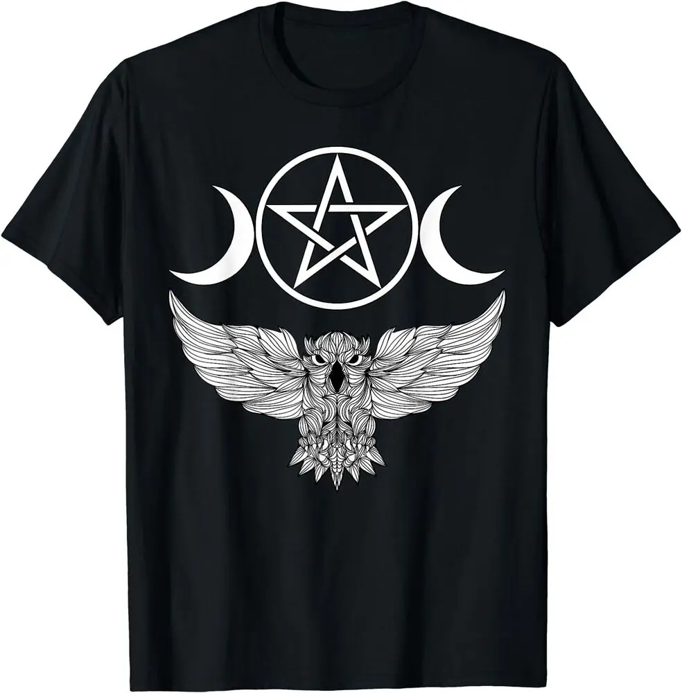 Triple Moon Goddess Wiccan Goth Pentagram Owl Spirit Animal T-Shirt  Unisex T-shirts for Men Women Summer