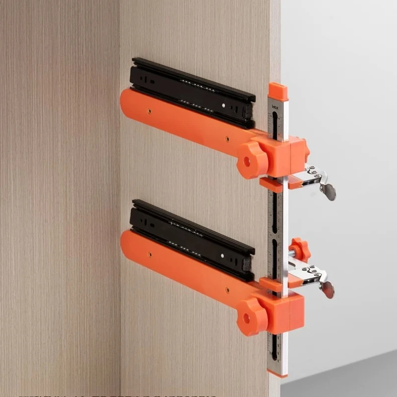 Drawer Slide Installation Locator Stainless Steel Woodworking Drilling Clamp Cabinet Runner Positioning Auxiliary Tool& Mounting