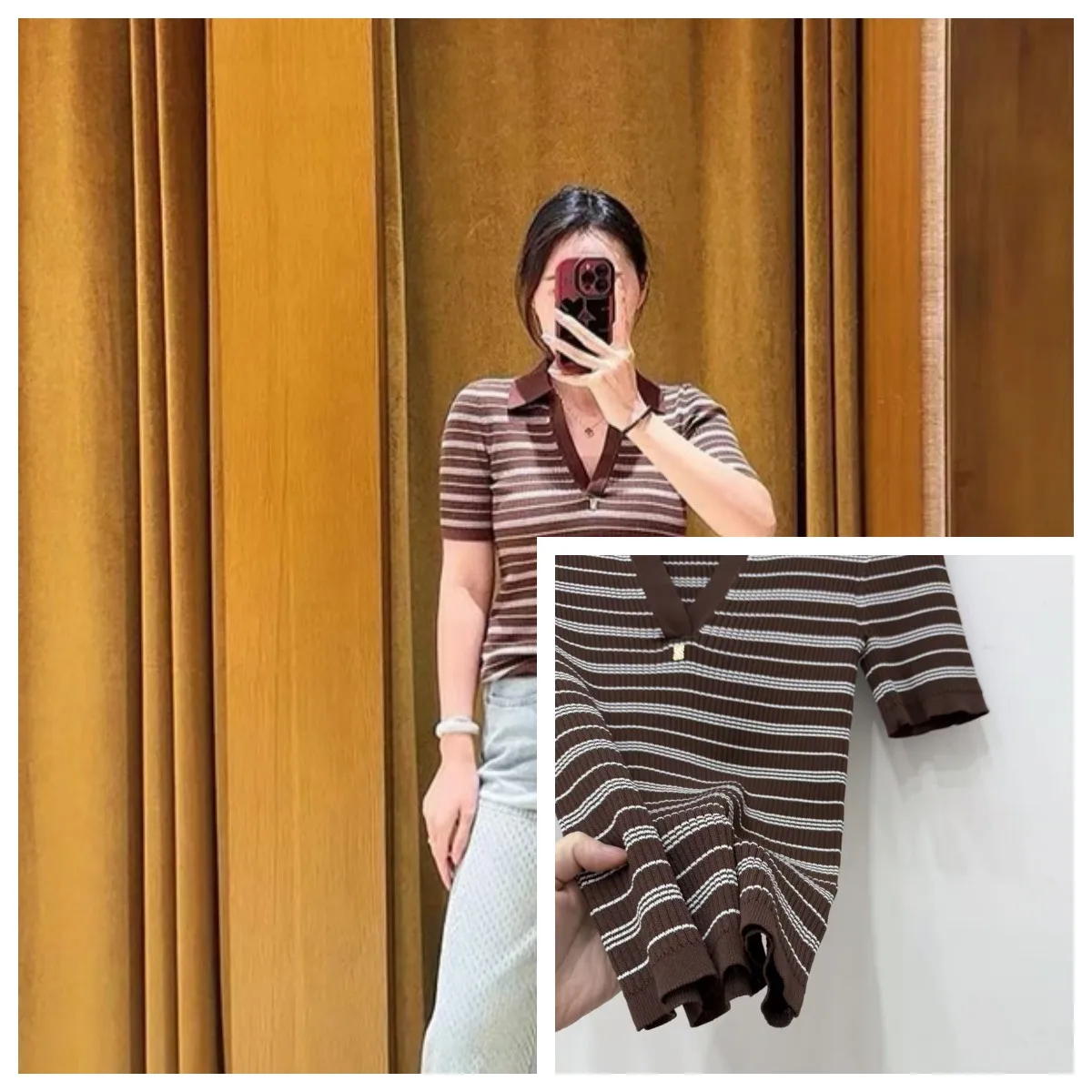 

Женский полосатый вязаный свитер с коротким рукавом, V-образным вырезом, облегающий пуловер, трикотажная одежда