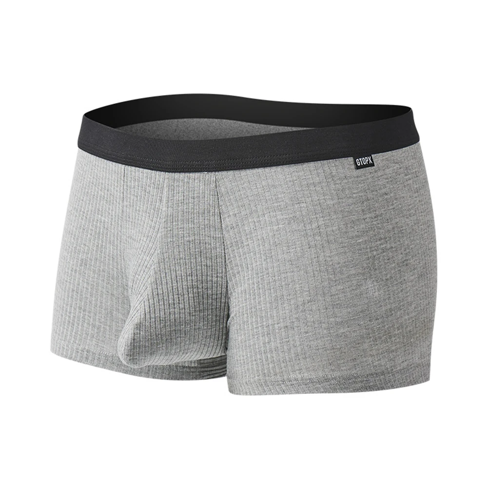 Mens Elephant Nose Ribbed Briefs Underwear Breathable Sweat Absorption Trunks Male Panties Solid Underpants Shorts Slip