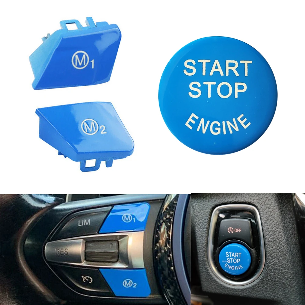 عجلة توجيه سيارة بدء إيقاف M1 M2 زر استبدال غطاء صالح لسيارات BMW M3 M4 M5 M6 X5M X6M F20 F22 F30 F32 F80 F82 F87
