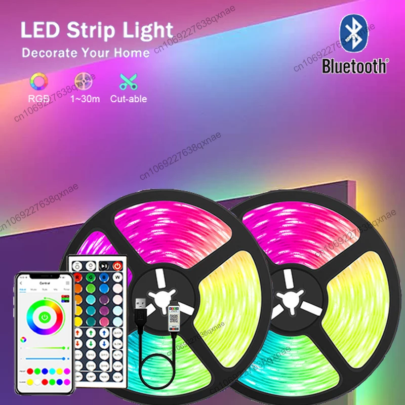 

Светодиодная лента 5050 RGB, неоновые огни, Bluetooth, музыка, синхронизация, Рождественский Декор комнаты, светодиодные лампы 10 м, 15 м, 20 м, 30 м, светодиодные лампы