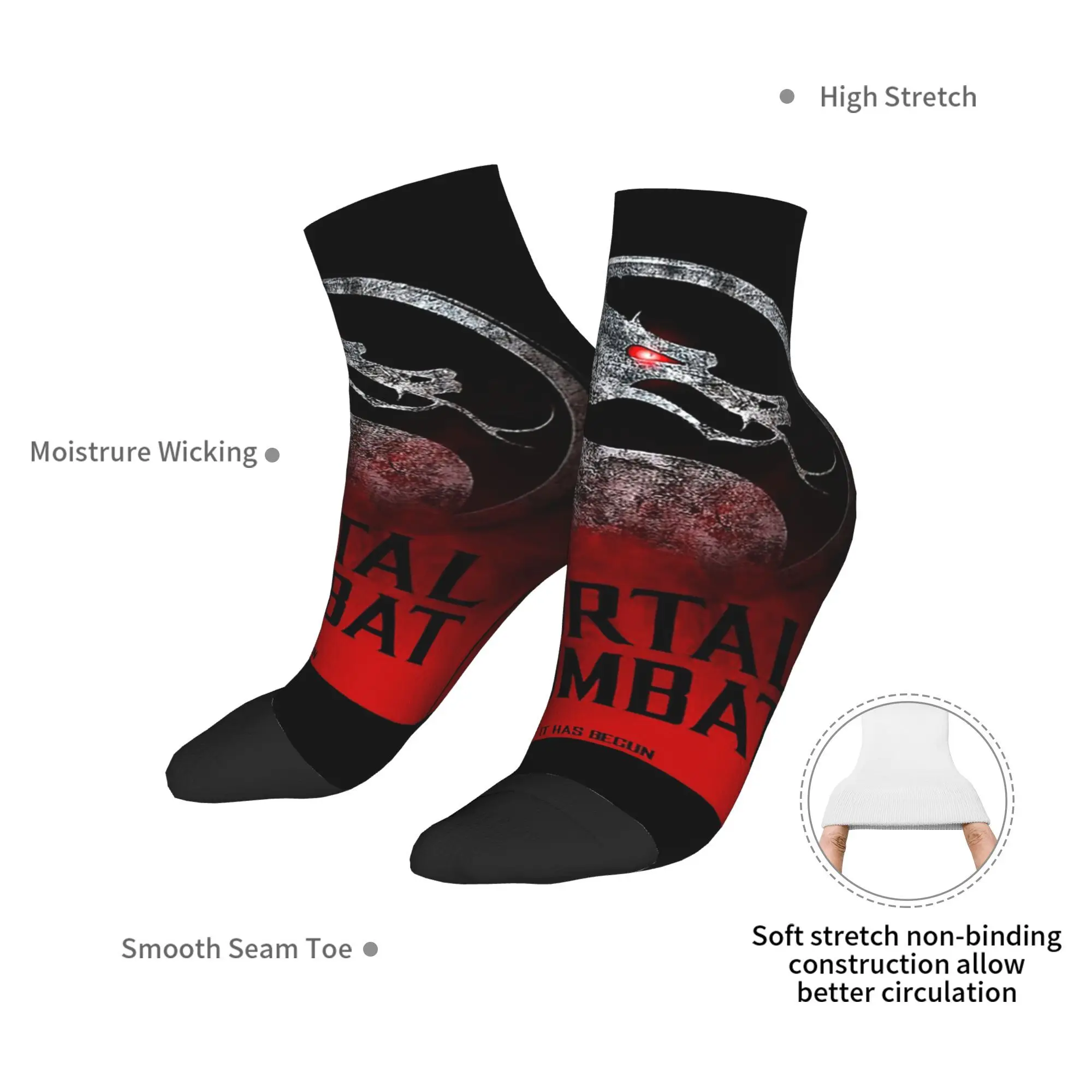 All Seasons Mortal Kombat Logo Socks Harajuku Super Soft Crew Socks Hip Hop Stockings for Men Women Christmas Gifts
