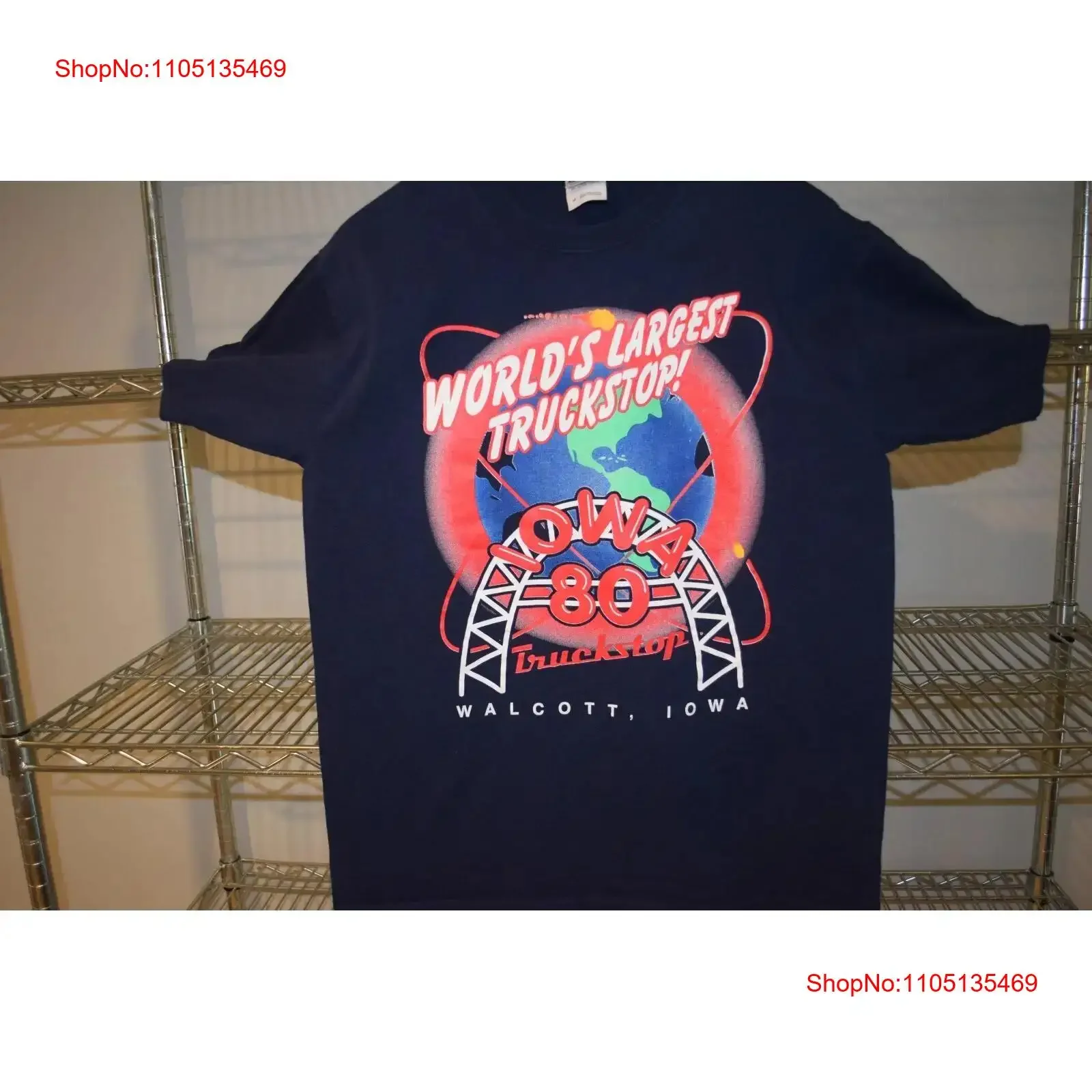 

Футболка Trucker World's Largest Truck Stop Walcott Iowa vtg, мужская средняя винтажная стираная дышащая мягкая растянутая модная футболка