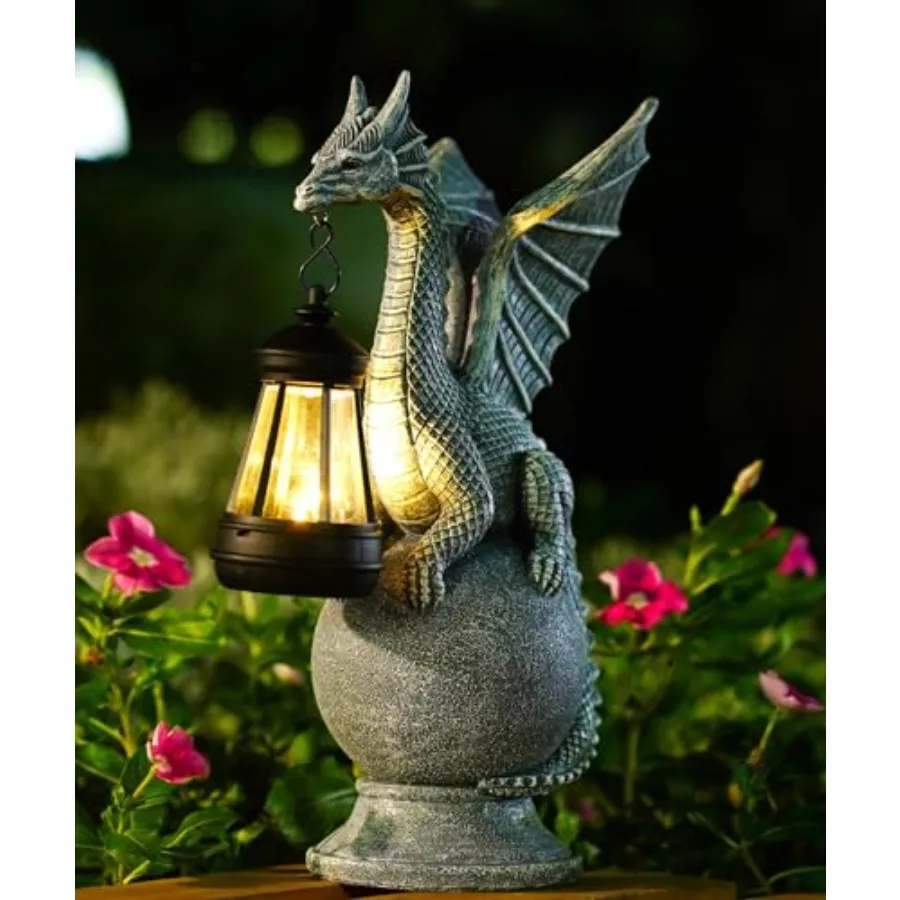 

Dragon on Ball Statues Garden Decor Outdoor Art Figurine for Patio Balcony Yard Lawn in Bronze Finish with Detailed Sculpture D