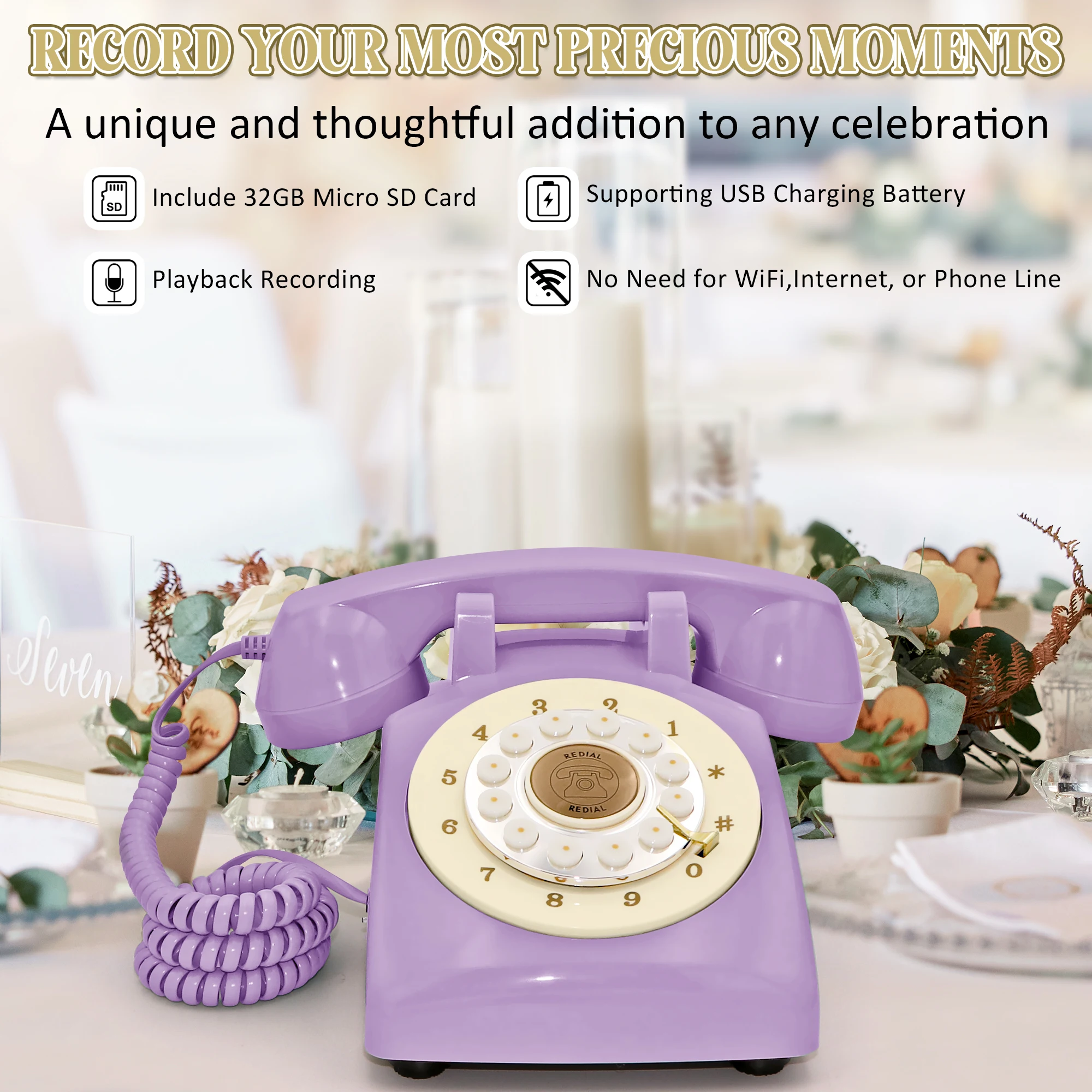 Voice guestbook telephone wedding guest blessing audio message retro message book confession voicemail recording